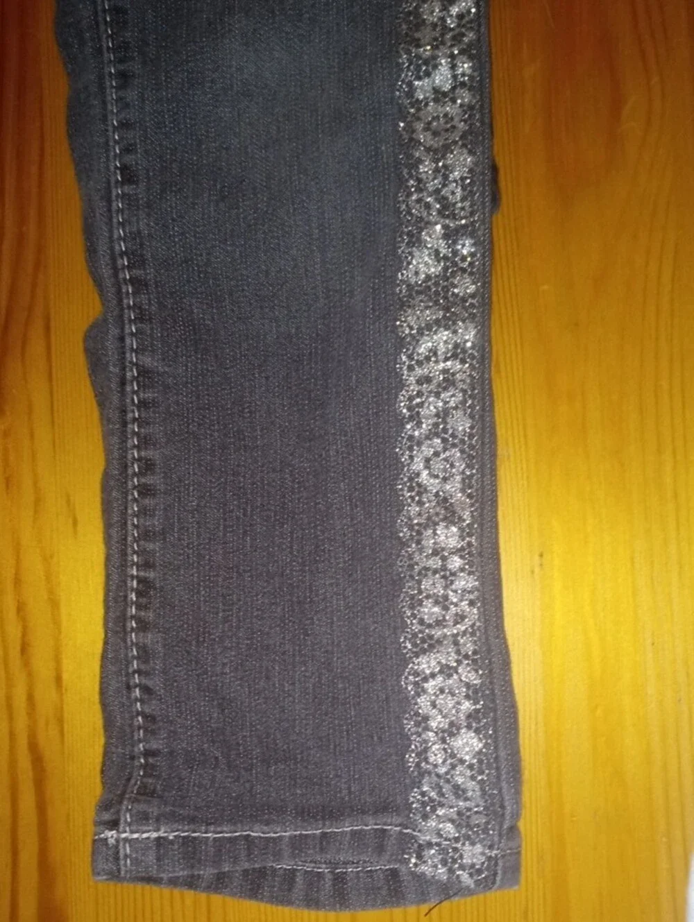 2 Girls Dark Blue Jeans with Sequin Side Trim